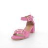 chaussures ouvertes à talons roses en cuir daim